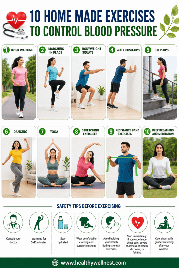 10 easy home exercises for High blood pressure