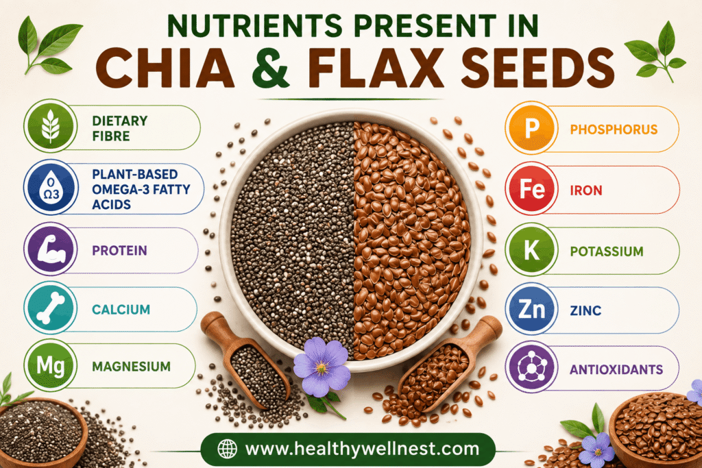 What are the Nutrients present in Chia and Flax seeds